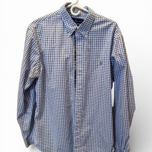 Ralph Lauren Blue and White Checkered Men's Shirt